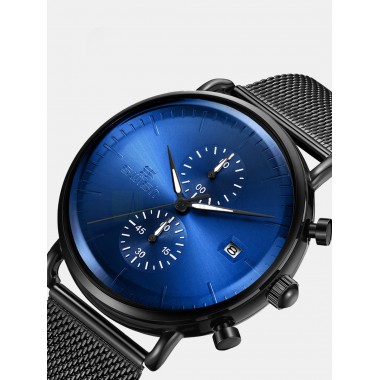 Мужские наручные часы SWISH 0179 (синий, черный стальной браслет)