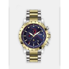 Мужские наручные часы SWISH 121 (голубой циферблат, золотой ободок,золото с серебром браслет сталь)