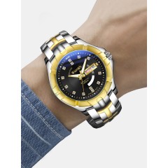 Мужские наручные часы SWISH 5204 (черный цифербат, серебро с золотом металлический браслет)