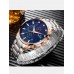 Мужские наручные часы SWISH 0025 (синий циферблат, золотой ободок, серебро с золотом браслет сталь)