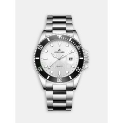 Мужские наручные часы JK gk948 (белый циферблат, серебристый браслет)