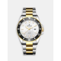 Мужские наручные часы JK gk948 (белый циферблат, золотой с серебром браслет)