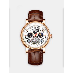 Мужские наручные часы TEVISE Т867 (белый циферблат, розовый ободок,ремешок кожа)