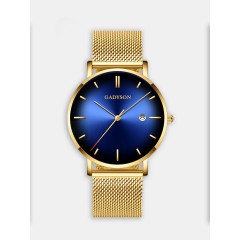 Мужские наручные часы GADYSON А421 (синий циферблат, золотой металлический браслет)