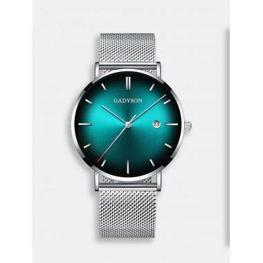 Мужские наручные часы GADYSON А421 (зеленый циферблат, серебристый металлический браслет)