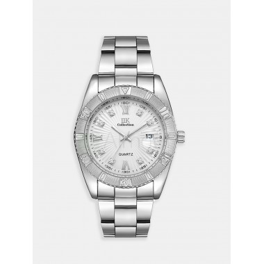 Мужские наручные часы IIK GB918 (серебристый браслет, белый циферблат)
