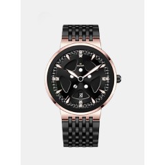 Мужские наручные часы SWISH 0116 (черный циферблат, черный с розовым стальной браслет)