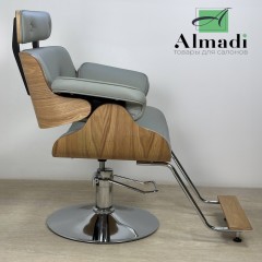 Парикмахерское кресло (Серый, вставки из дерева, с небольшими эстетическими дефектами)