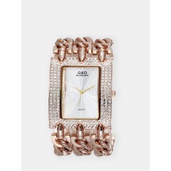 Женские наручные часы G & D  ( белый циферблат, розовое золото  ремешок)