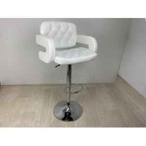 Барный стул с подлокотниками, белый (каретная стяжка)