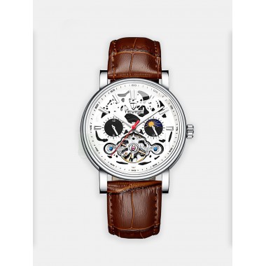 Мужские наручные часы TEVISE Т867 (белый циферблат, ремешок кожа)