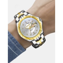 Мужские наручные часы SWISH 5204 (серебристый цифербат, серебро с золотом металлический браслет)