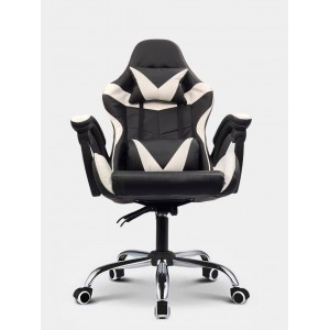 Геймерское игровое кресло (Черный с белым, Основание хром)