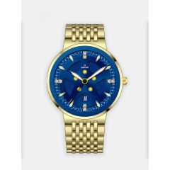 Мужские наручные часы SWISH 0116 (синий циферблат, золотой стальной браслет)