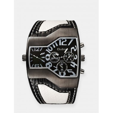 Мужские наручные часы OULM 1220 (черный циферблат, белый ремешок)