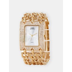 Женские наручные часы G & D  ( белый циферблат, золотой  ремешок)