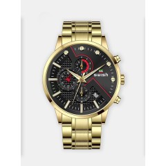 Мужские наручные часы SWISH 0025 (черный циферблат, золотой  браслет сталь)