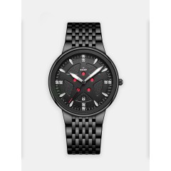 Мужские наручные часы SWISH 0116 (черный циферблат, черный стальной браслет)