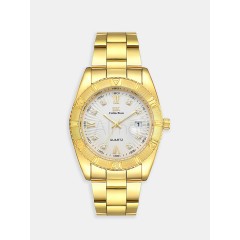 Мужские наручные часы IIK GB918 (золотой браслет, белый циферблат)