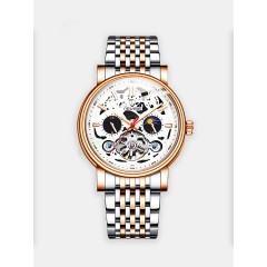 Мужские наручные часы TEVISE Т867 (белый циферблат, розовый ободок, браслет сталь)