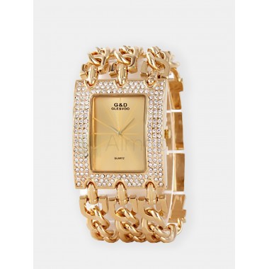 Женские наручные часы G & D  (золотой циферблат,золотой ремешок)