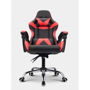 Геймерское игровое кресло (Черный с красным, Основание хром)